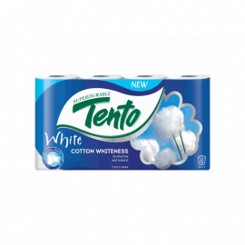 Туалетная бумага 2-слойная белая COTTON WHITE Family ТМ TENTO 8шт