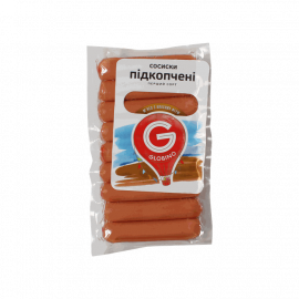 Сосиски подкопченные вареные 1с ТМ Глобино 325г